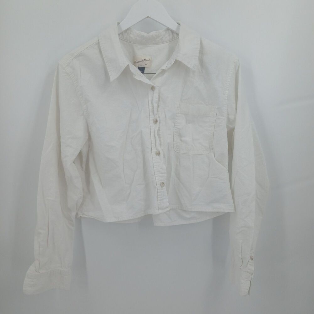 Universal Thread Button Down Shirt Women's Large White Coastal Grandmother